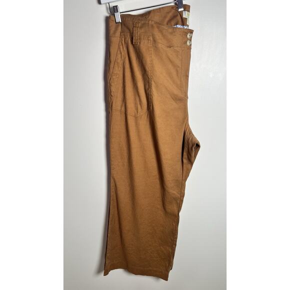 Anthropologie X Maeve Plus Size 22 Naomi Linen Wide Leg Flare Brown Flare Pants - Picture 5 of 13